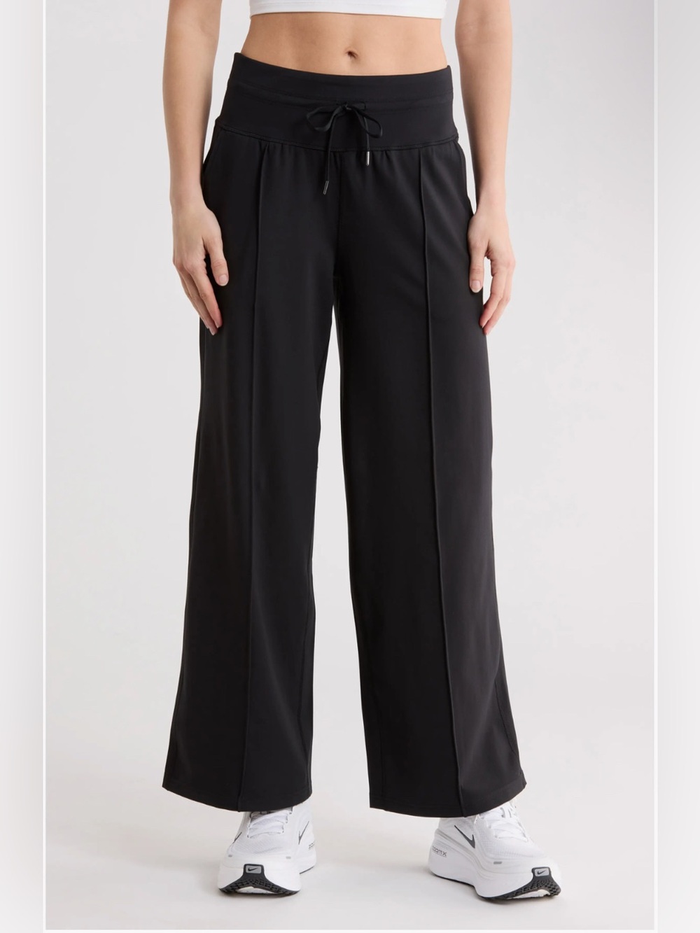 NWOT 90 Degree By Reflex Warp X Dinah Black Wide-Leg Drawstring Pants Size XS